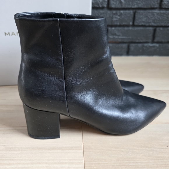 Marc Fisher Leather Ankle Booties Elegant Pointed Toe MF Jelly Black 9.5 - Picture 9 of 11